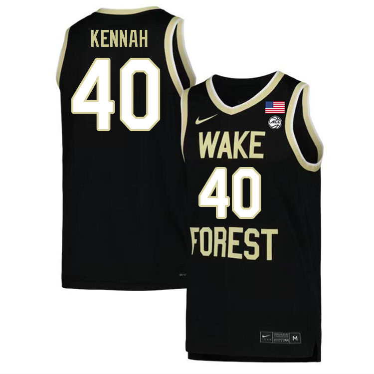 Men #40 RJ Kennah Wake Forest Demon Deacons 2022-23 College Stitchec Basketball Jerseys Sale-Black